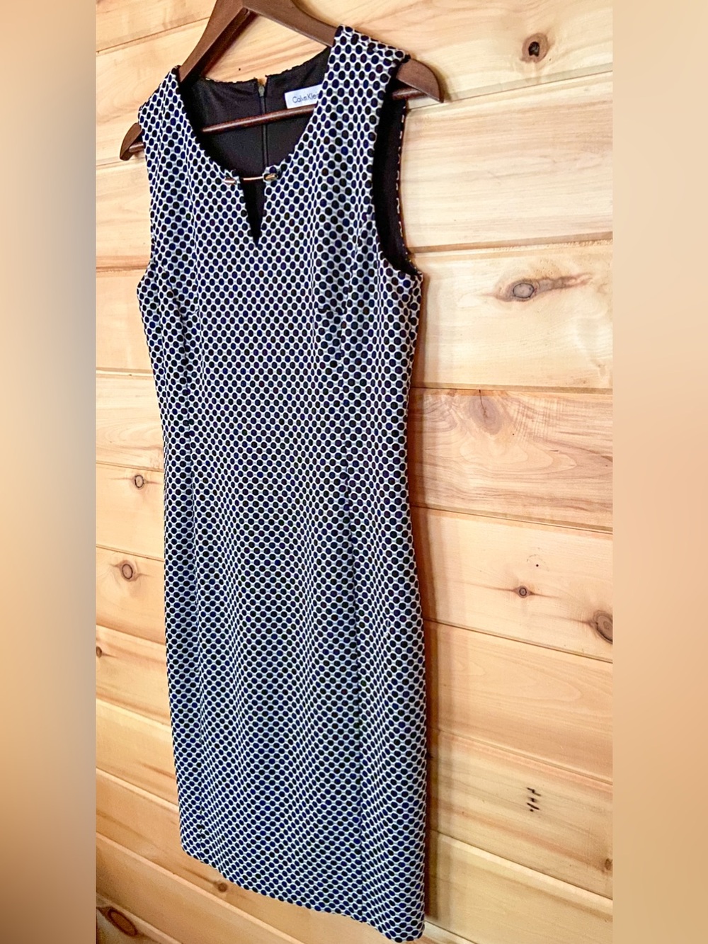 Calvin Klein Black & White Geometric Honeycomb Sheath Women’s Dress Size 8 EUC - Picture 11 of 17